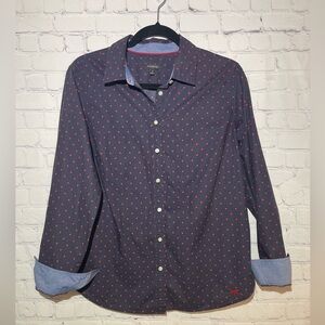 Talbots size 12 navy blue with red polka dots